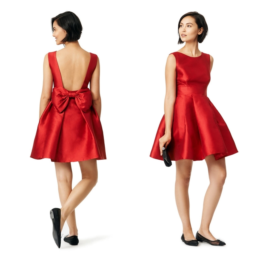 Kate Spade Fancy Meeting You Backless Bow Mini Dress Dynasty Red Size 14 Rare - Picture 2 of 9